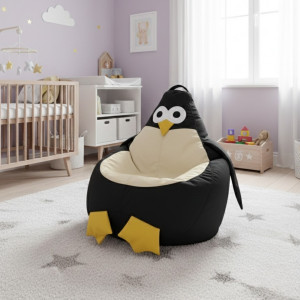 Fotoliu puf pentru copii „Pinguin” din velur, L