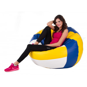 Fotoliu puf minge de volei din piele ecologică, XL